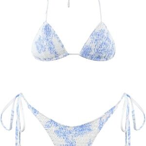 Amazon Blue and White String Bikini Set